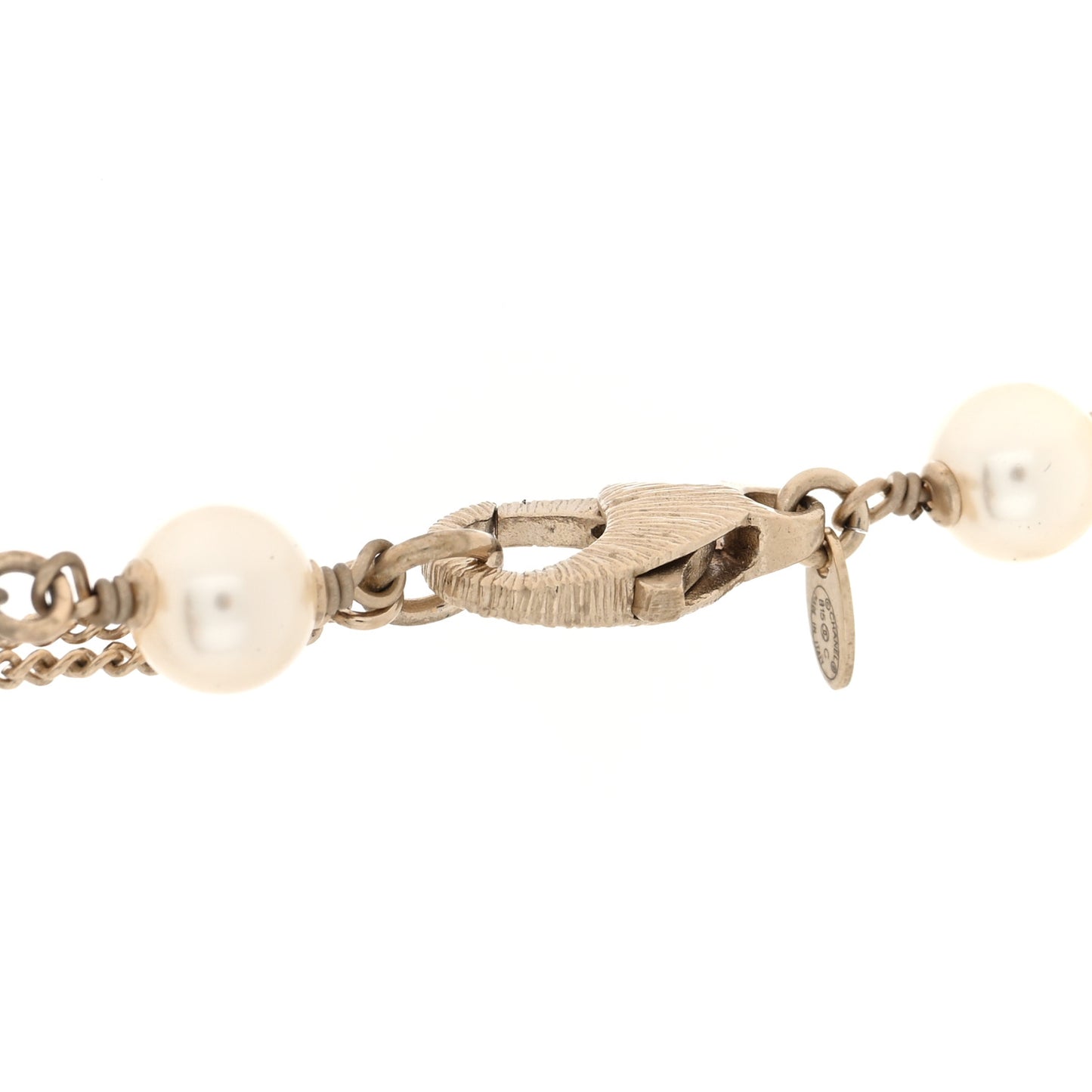 Pearl Crystal CC Moon Necklace Gold White