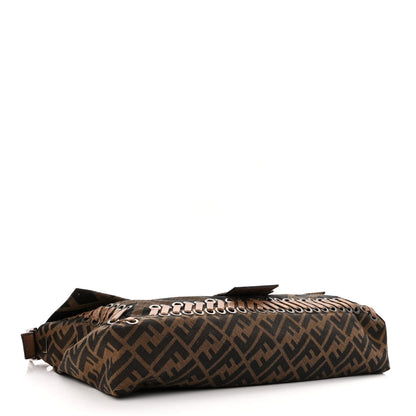 Fendi Fabric FF Diagonal Whipstich Large Convertible Baguette Tobacco 4 of 10