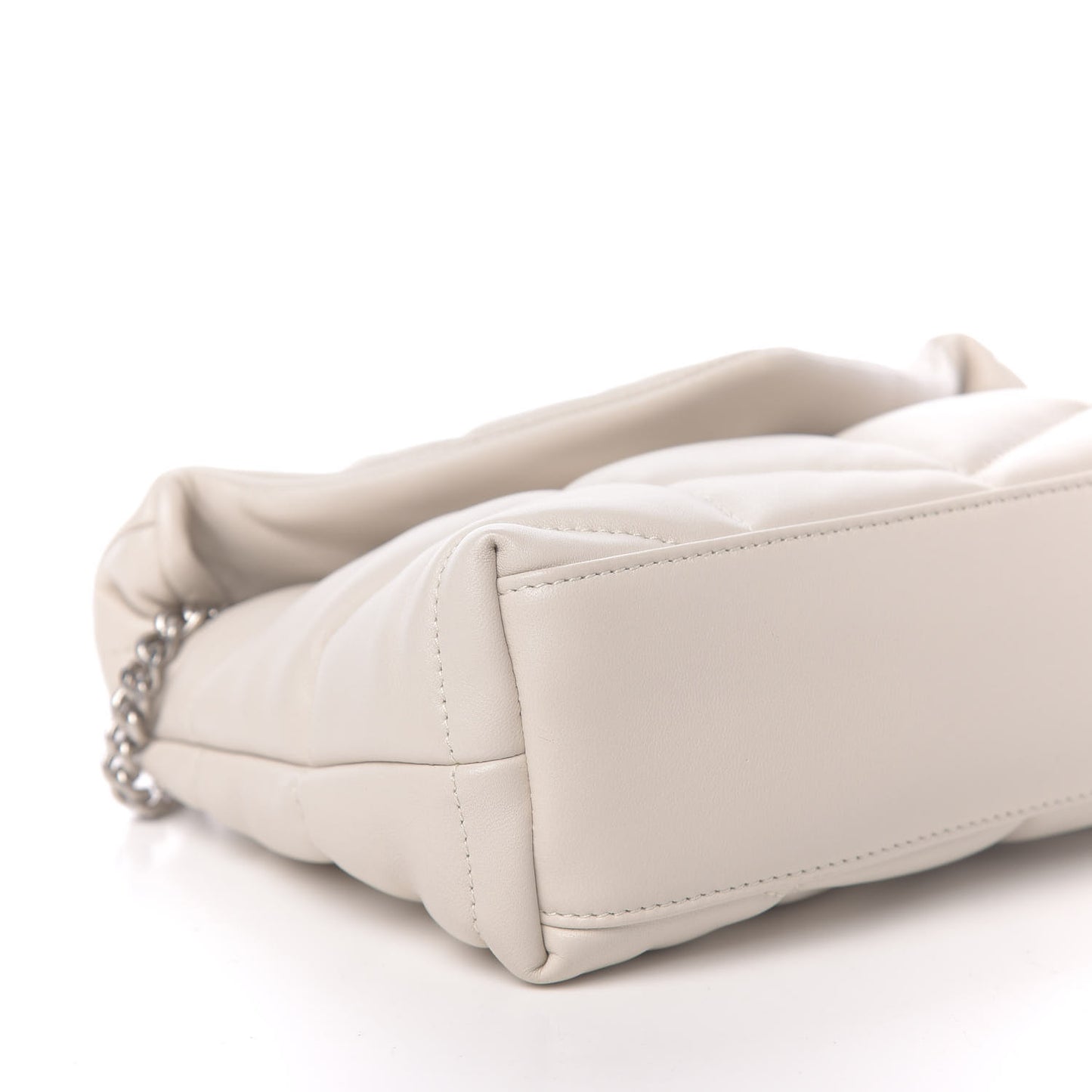 Lambskin Quilted Toy Loulou Puffer Monogram Chain Satchel Crema Soft