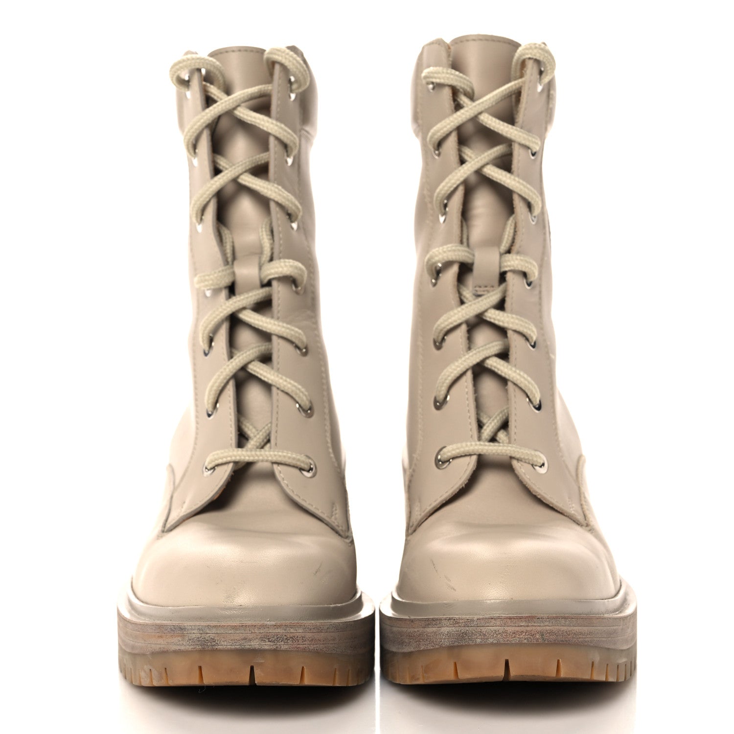 Hermes Calfskin Bridge Ankle Boots 36.5 Beige Grege 2 of 10