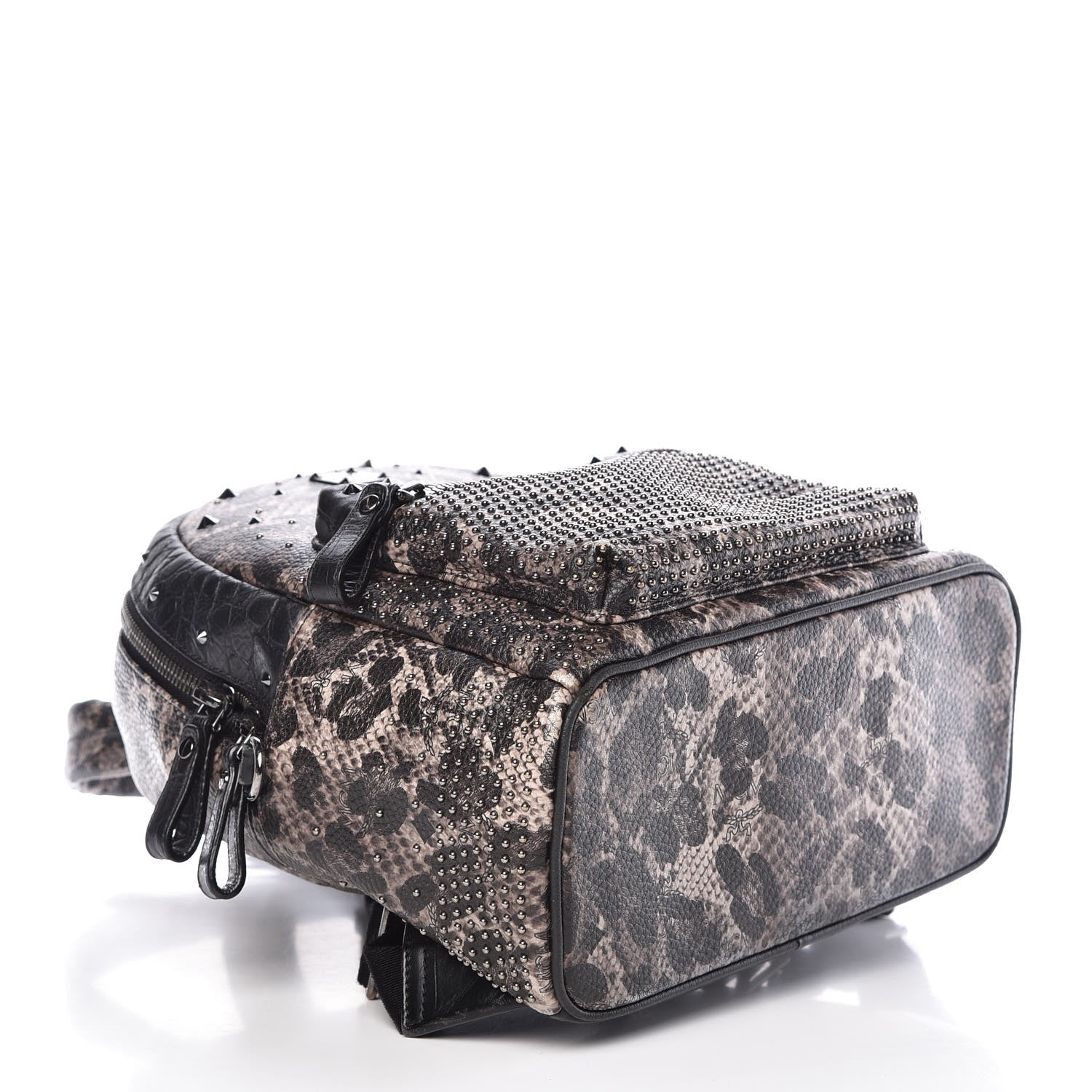 MCM Visetos Leopard Print Studded Small Stark Backpack Black 4 of 8