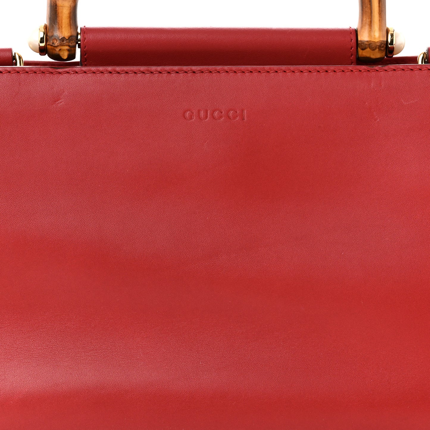 Nappa Bamboo Web Small Nymphaea Top Handle Bag Hibiscus Red
