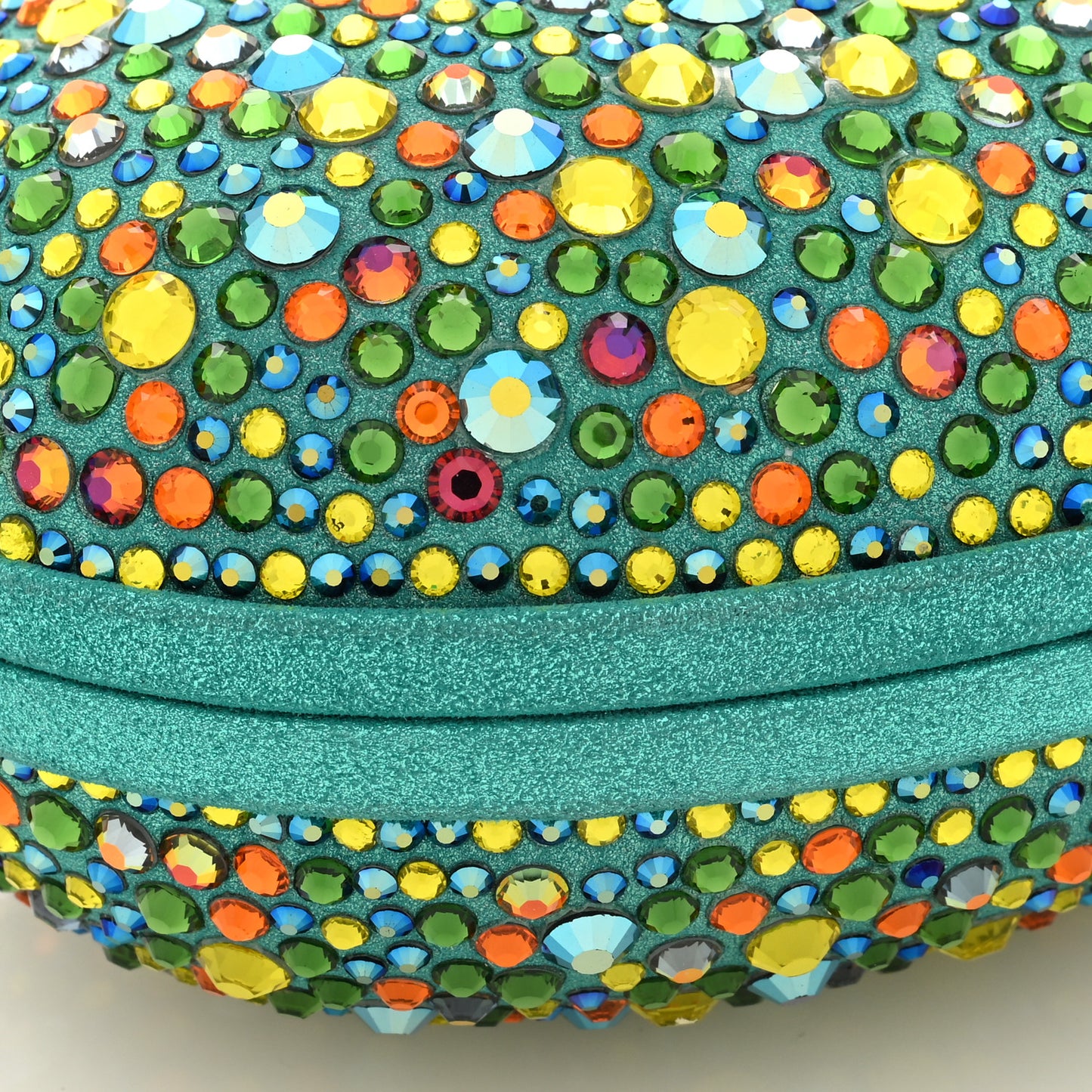 Crystal Suede Burma Strass Mina Chain Clutch Multicolor