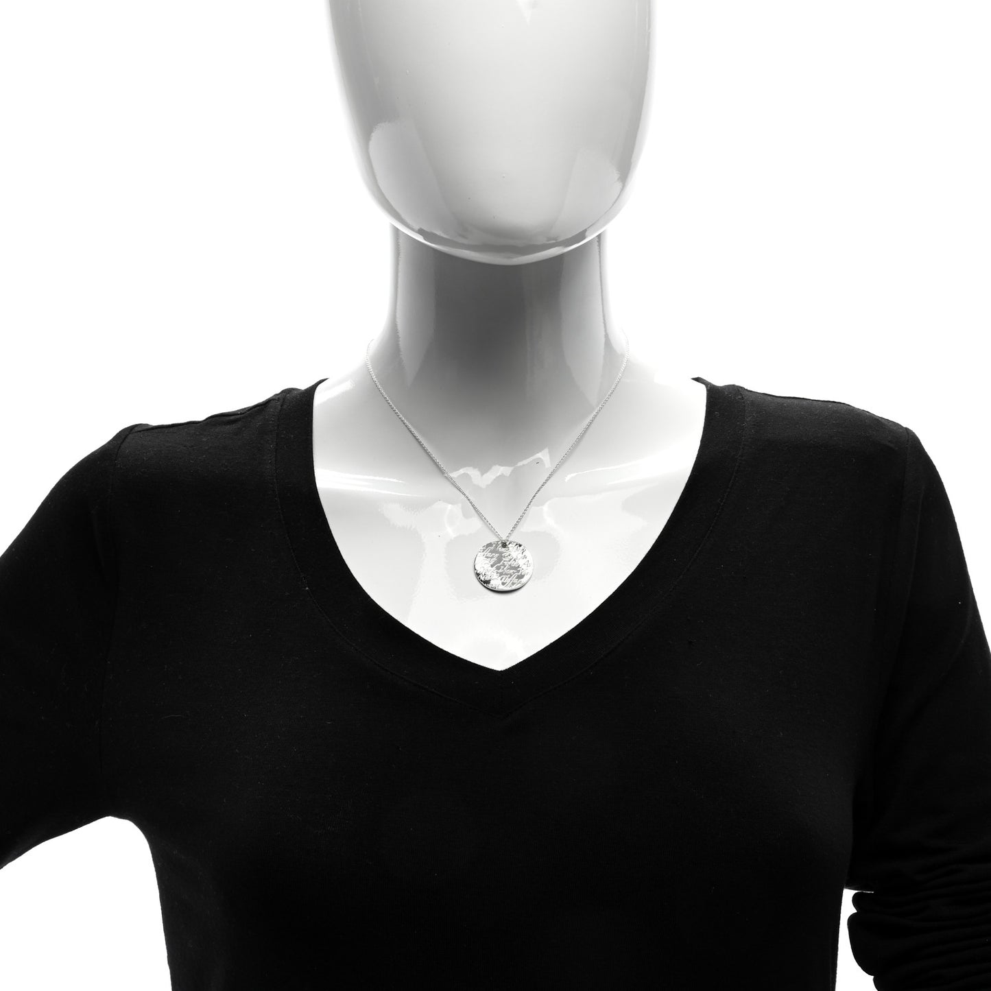 Sterling Silver Notes Round Pendant Necklace