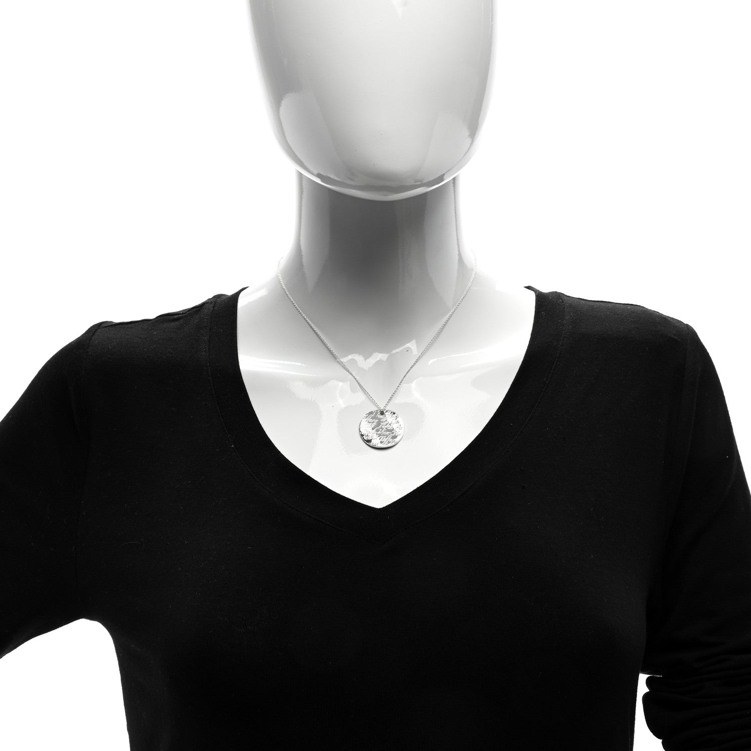 Tiffany Sterling Silver Notes Round Pendant Necklace 5 of 5