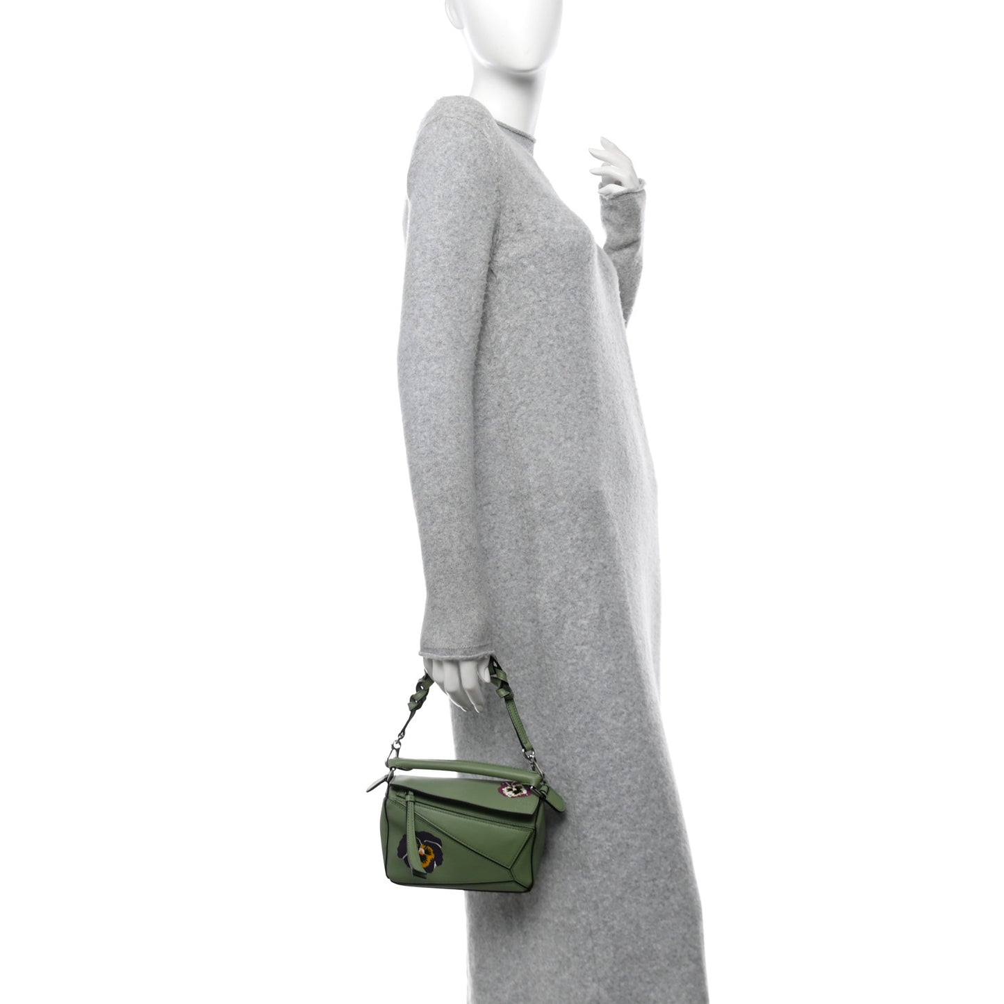 Calfskin Mini Pansies Puzzle Bag Rosemary