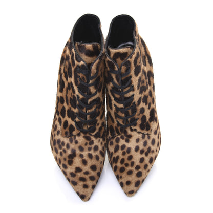 Saint Laurent Calfskin Calf Hair Leopard Print Lace Up Ankle Boots 36.5 5 of 11