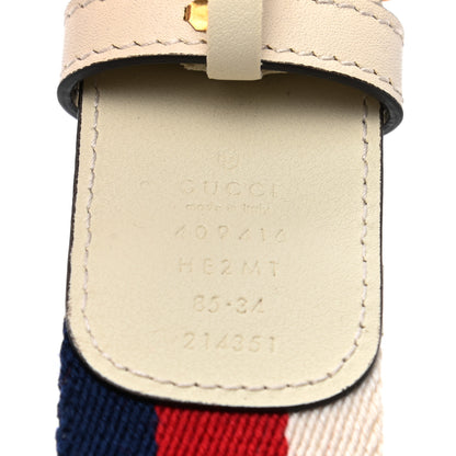 Gucci Nylon Calfskin Sylvie Web Double G 40mm Belt 85 34 Mystic White Hibiscus Red Maritime 5 of 5