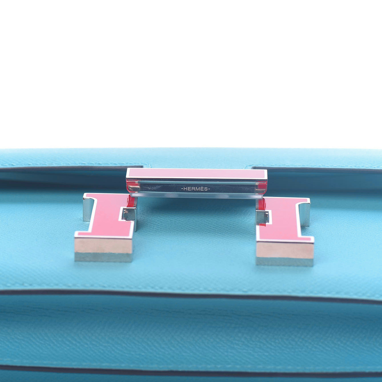 Hermes Epsom Enamel Constance 24 Bleu Du Nord Rouge 17 of 23