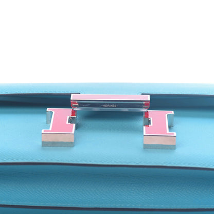 Hermes Epsom Enamel Constance 24 Bleu Du Nord Rouge 17 of 23
