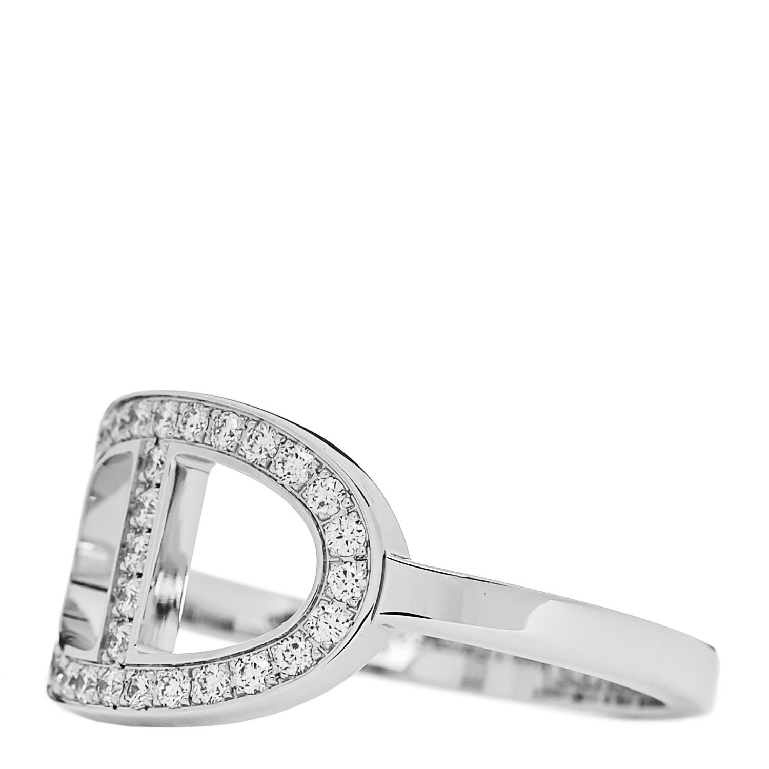 Hermes 18K White Gold Diamond MM Chaine d'Ancre Contour Ring 52 6 3 of 6
