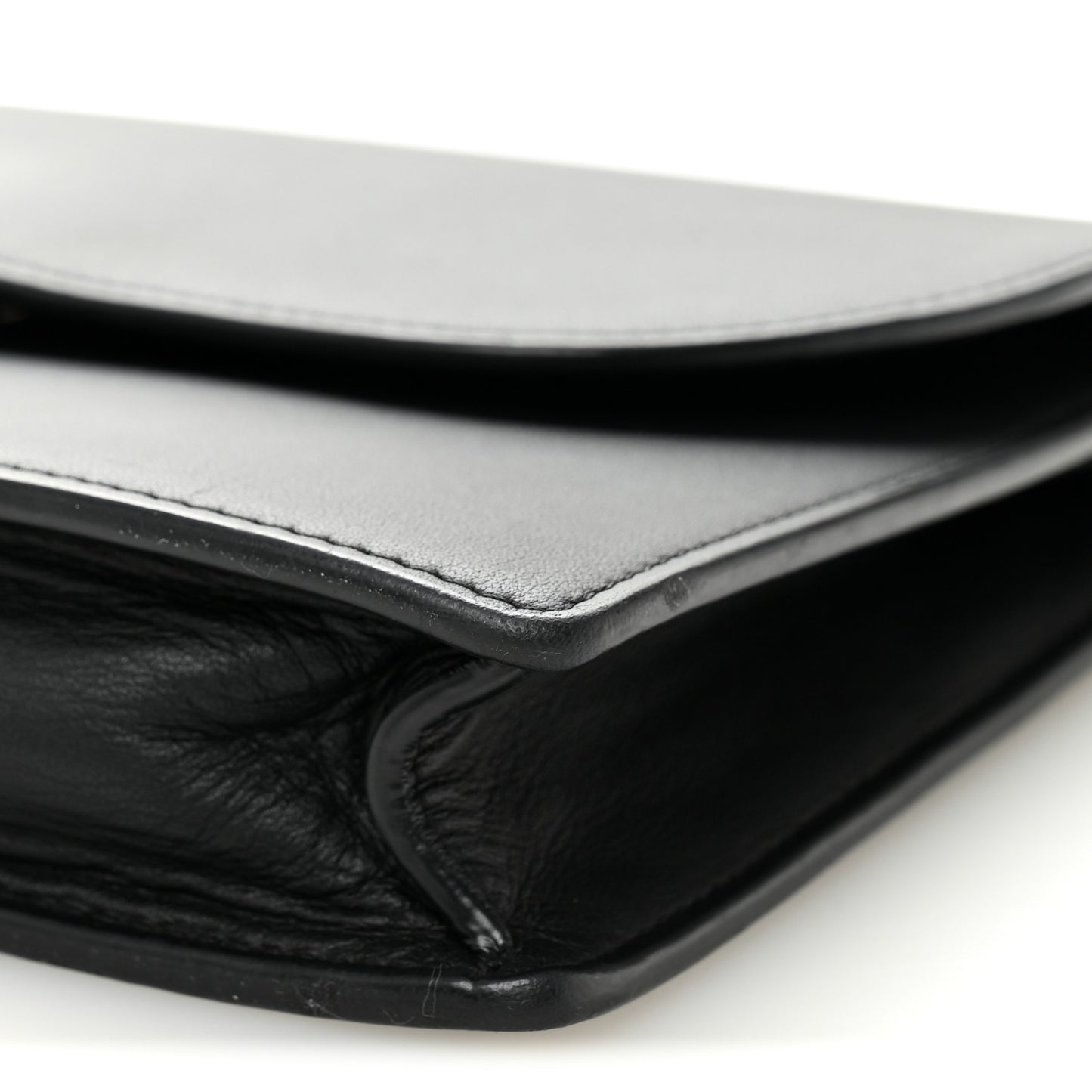Ultra Matte Calfskin Saddle Chain Pouch Black