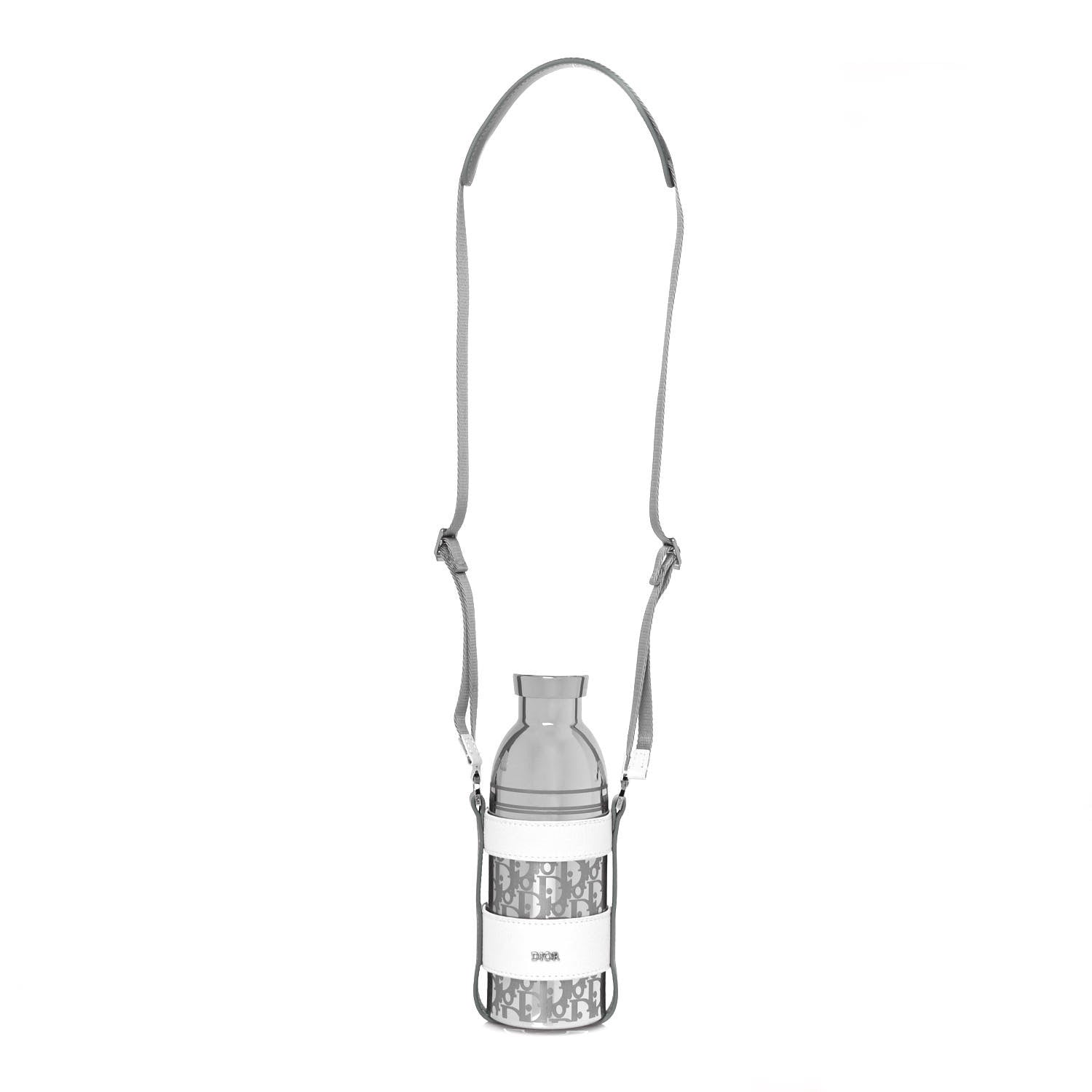 Christian Dior Oblique Stainless Steel Grained Calfskin Aqua Bottle With Shoulder Strap Off White 1 of 9