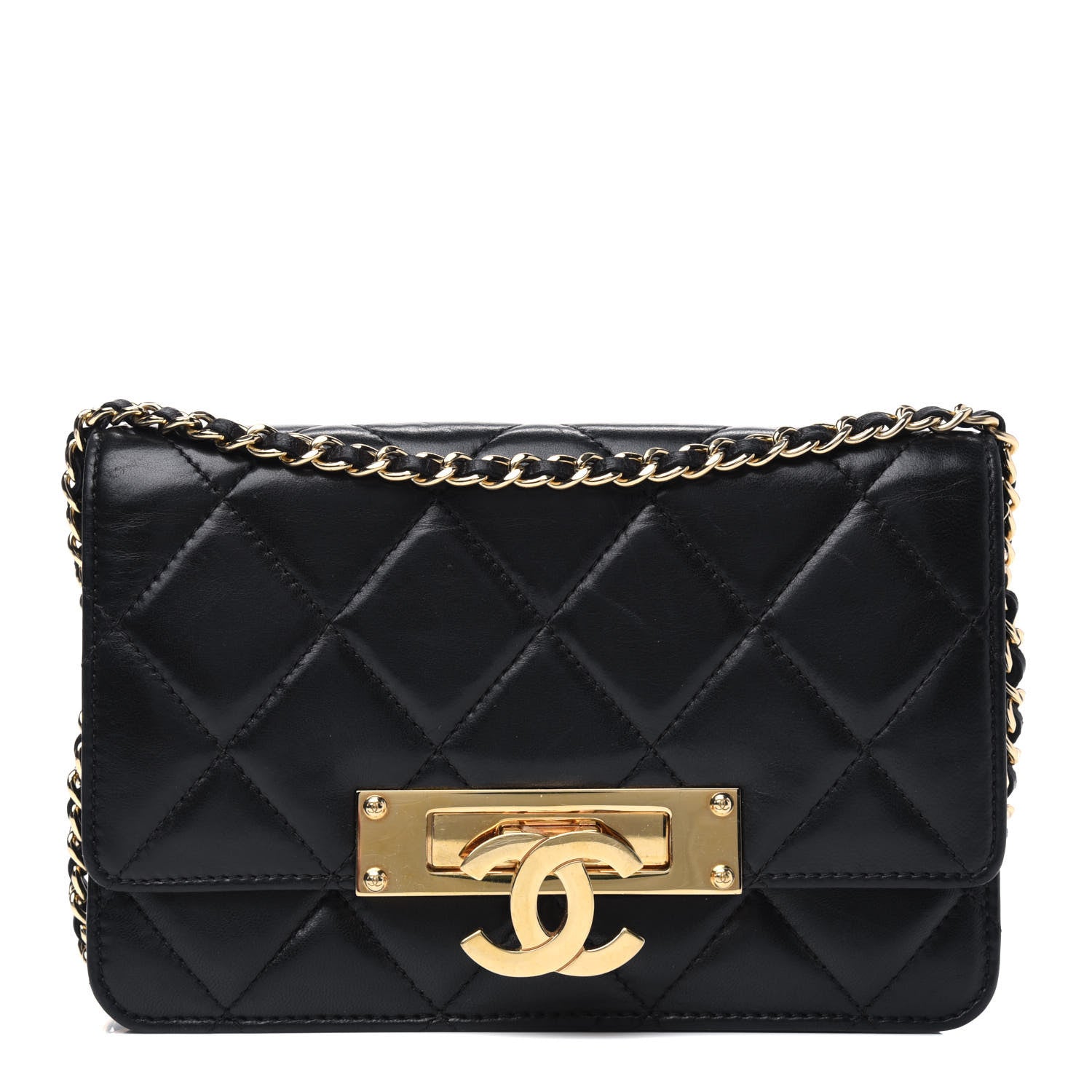 Chanel Lambskin Quilted Golden Class Wallet on Chain WOC Black 1 of 4