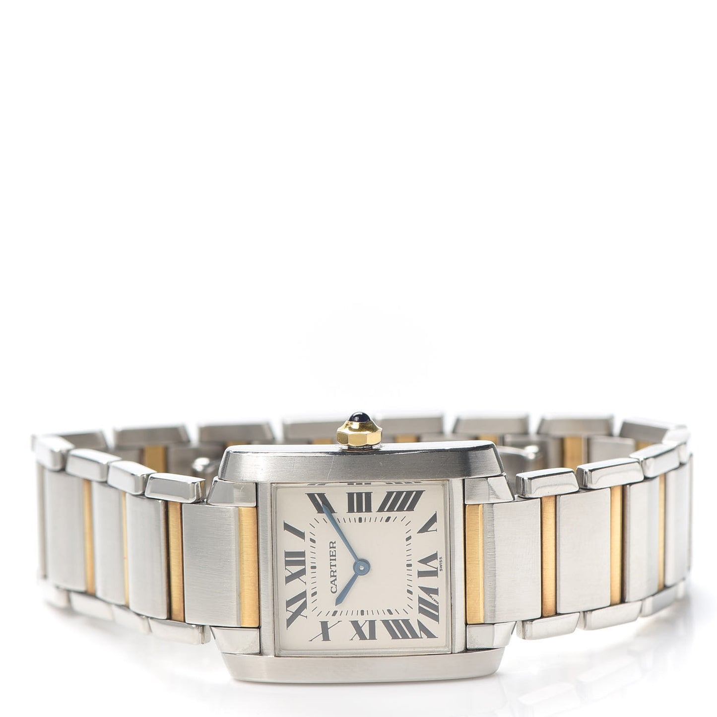 Stainless Steel 18K Yellow Gold 25mm Tank Francaise Quartz Watch