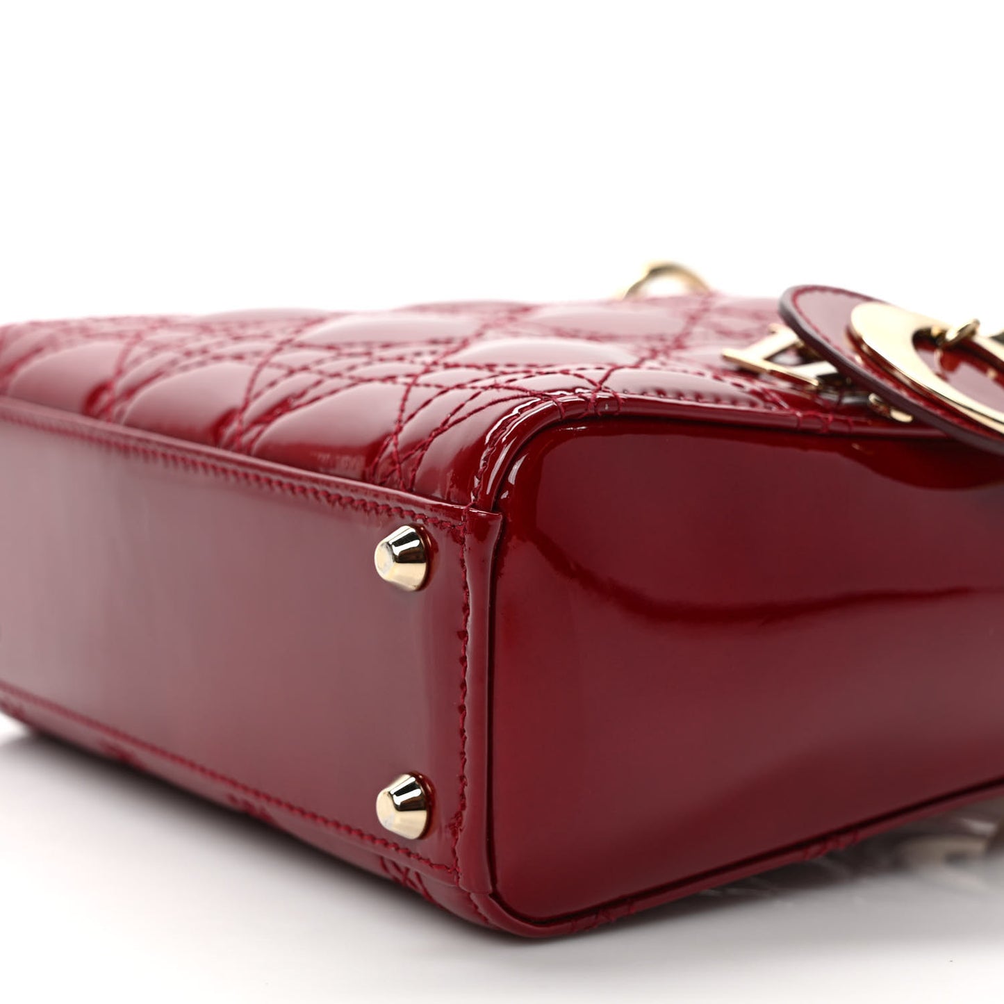 Patent Cannage Mini Lady Dior Red