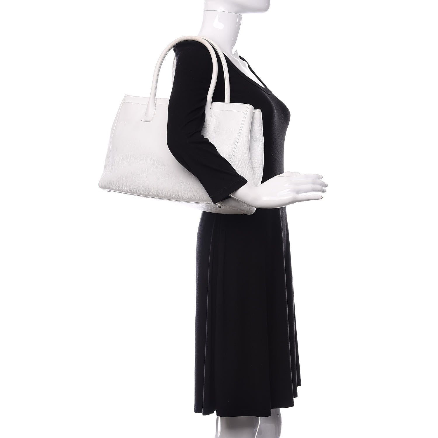 Chanel Calfskin Cerf Executive Shopper Tote White 2 of 18