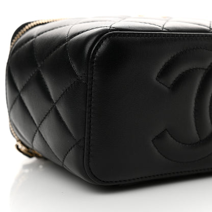 Chanel Lambskin Quilted Pearl Crush Small Vanity Case With Chain Black 9 of 11