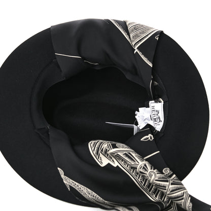 Hermes Feutre Silk Zouaves et Dragons Finesse Dahlia Hat Black 8 of 9