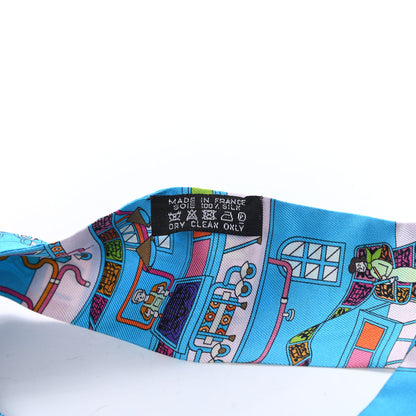 Hermes Silk La Maizeon De Carres Twilly Bleu Azur Marine Rose Indien 2 of 6