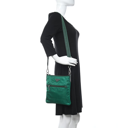 Prada Tessuto Nylon Saffiano Flat Messenger Bag Oleandro 2 of 10
