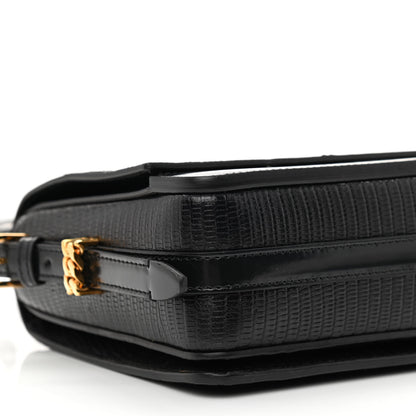 Burberry Calfskin Lizard Embossed Two Tone Small Grace Bag Black 10 of 12
