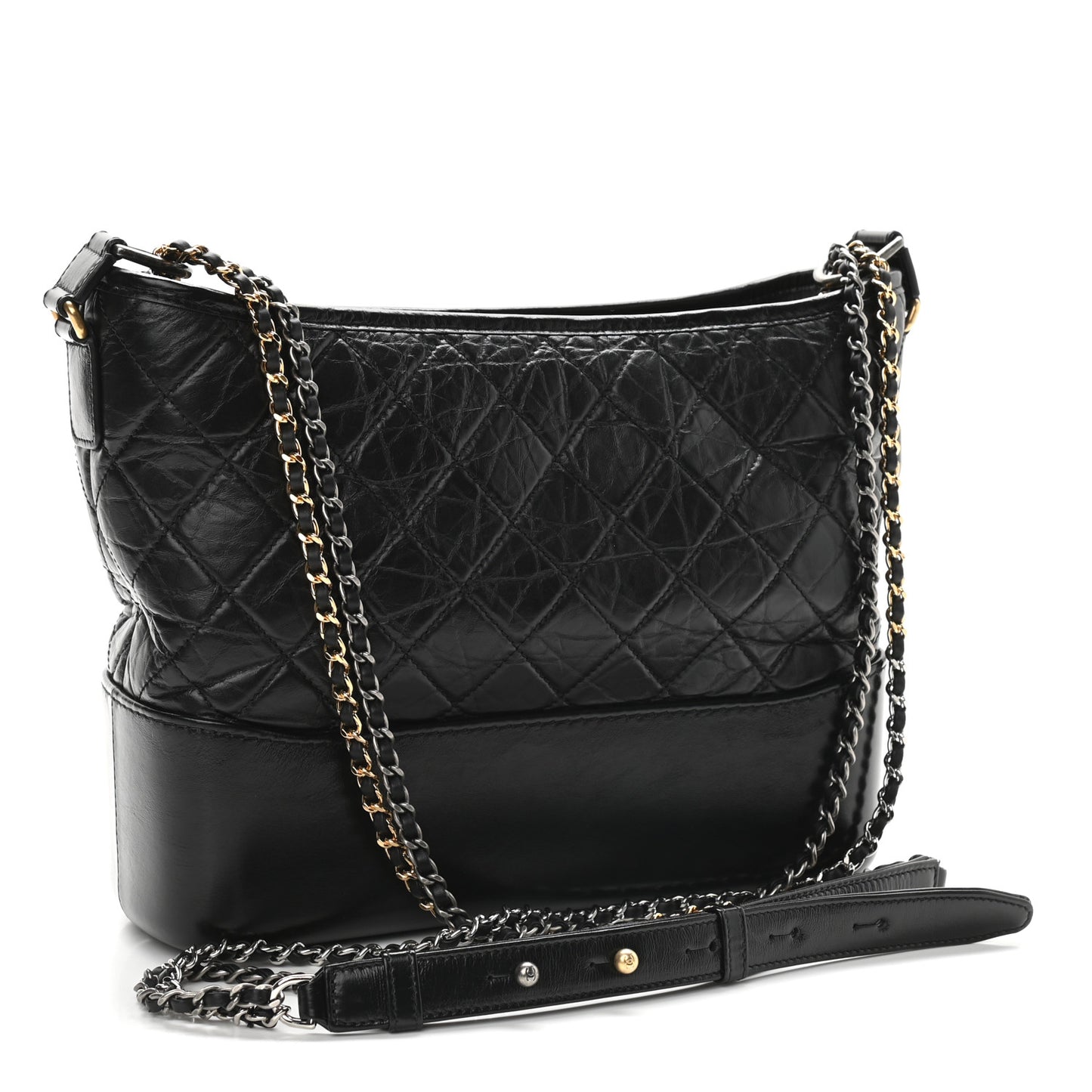 Aged Calfskin Quilted Medium Gabrielle Hobo Black