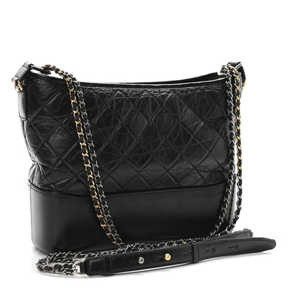 Chanel Aged Calfskin Quilted Medium Gabrielle Hobo Black 3 of 9