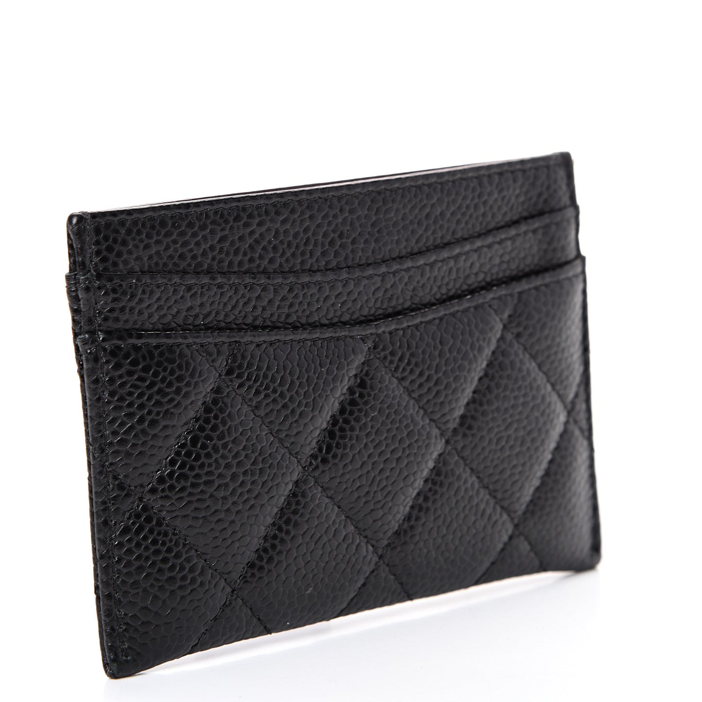 Caviar Quilted Card Holder Black
