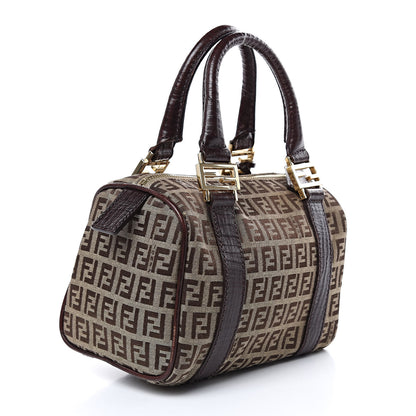 Fendi Zucchino Vitello Mini Boston Mogano Panna Bruciato 3 of 9