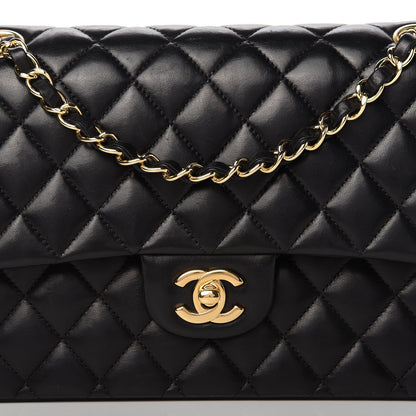 Chanel Lambskin Quilted Medium Double Flap Black 17 of 19