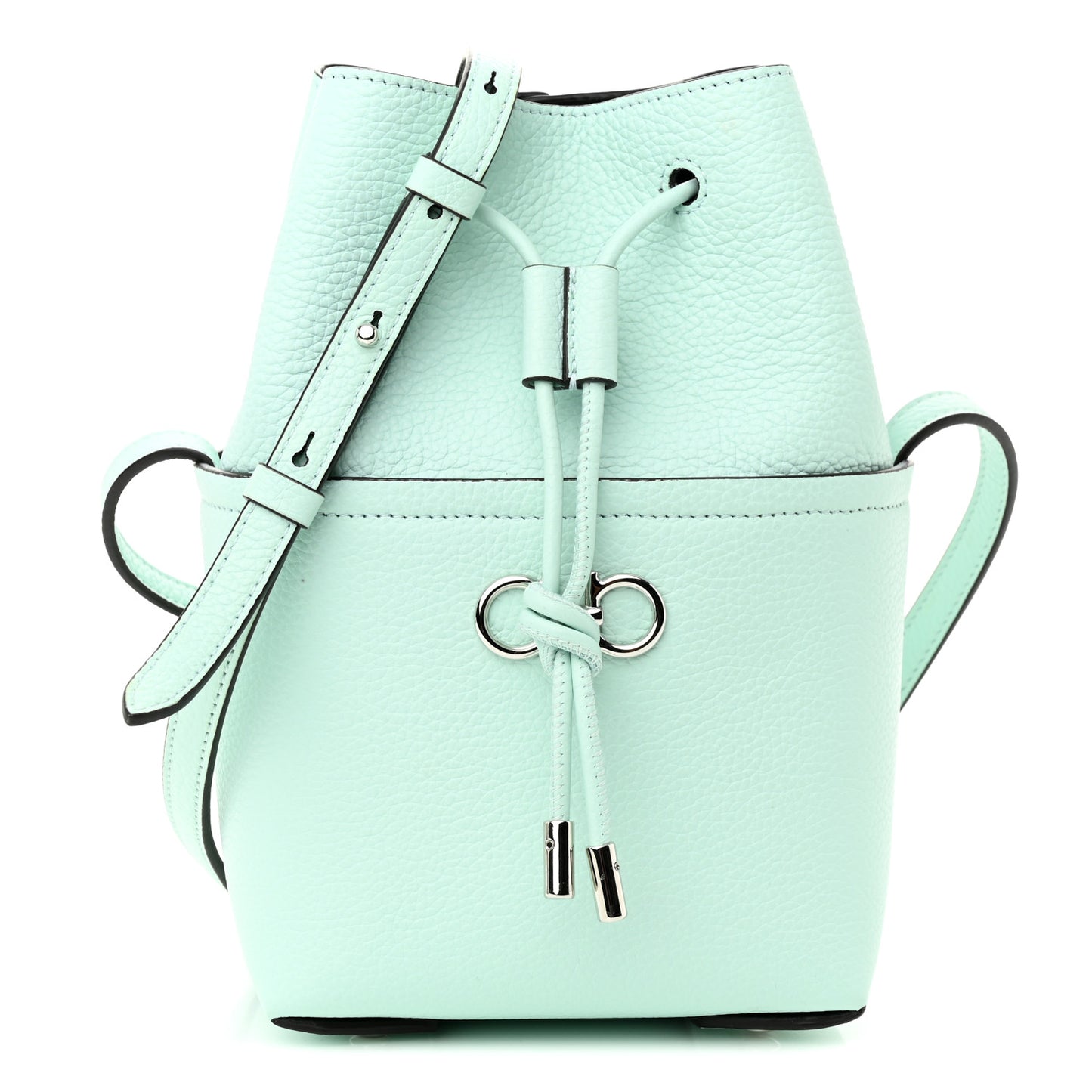 Grained Calfskin Mini Gancino Bucket Bag Blue