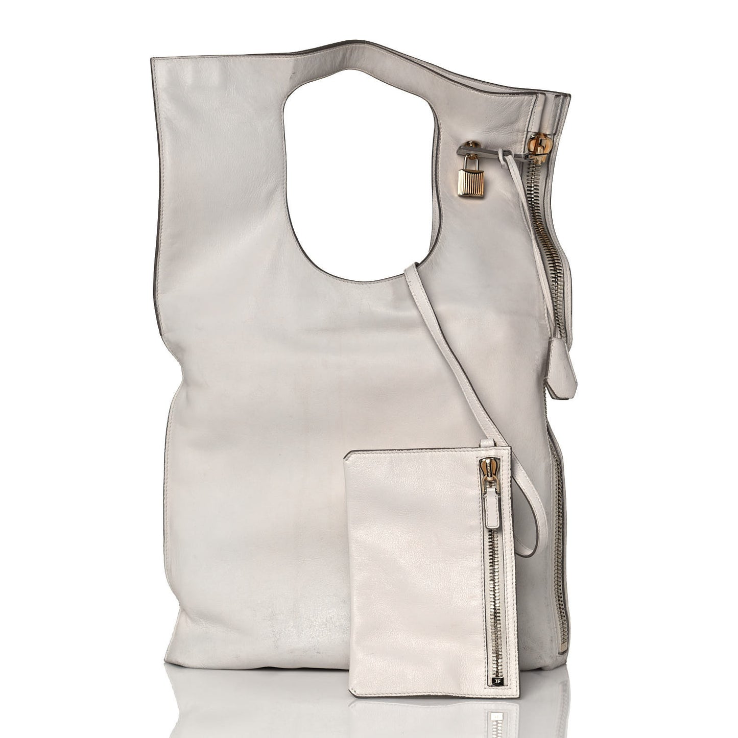 Ramskin Small Alix Padlock Zip Shoulder Bag White