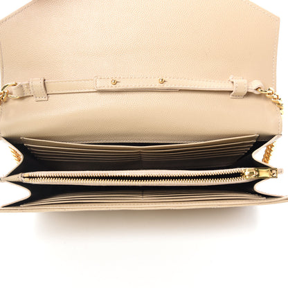 Saint Laurent Grain De Poudre Matelasse Chevron Monogram Chain Wallet Deep Beige 5 of 11