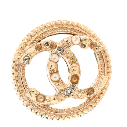 Chanel Pearl Crystal CC Round Earrings Gold 5 of 7