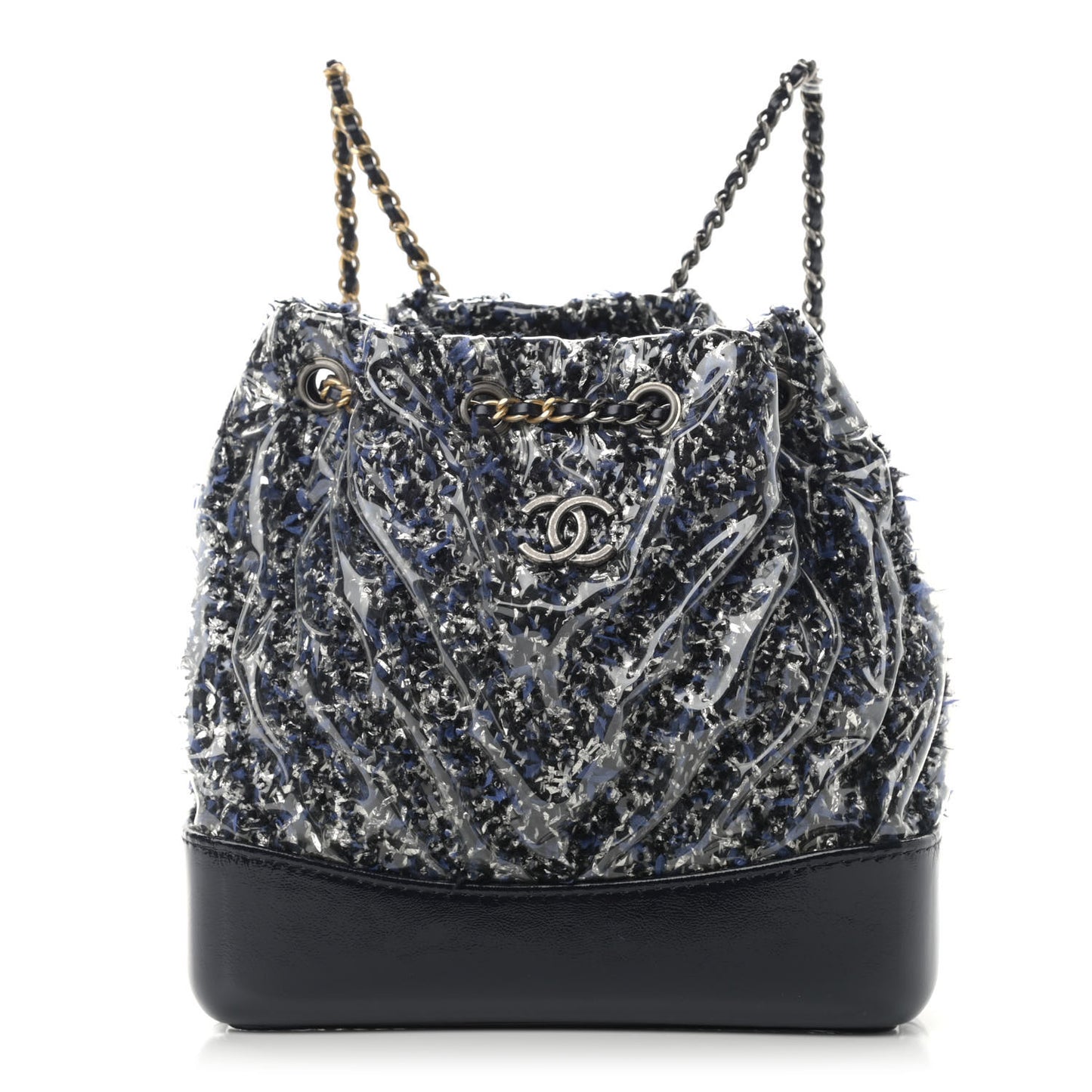 Tweed PVC Quilted Gabrielle Backpack Navy Black