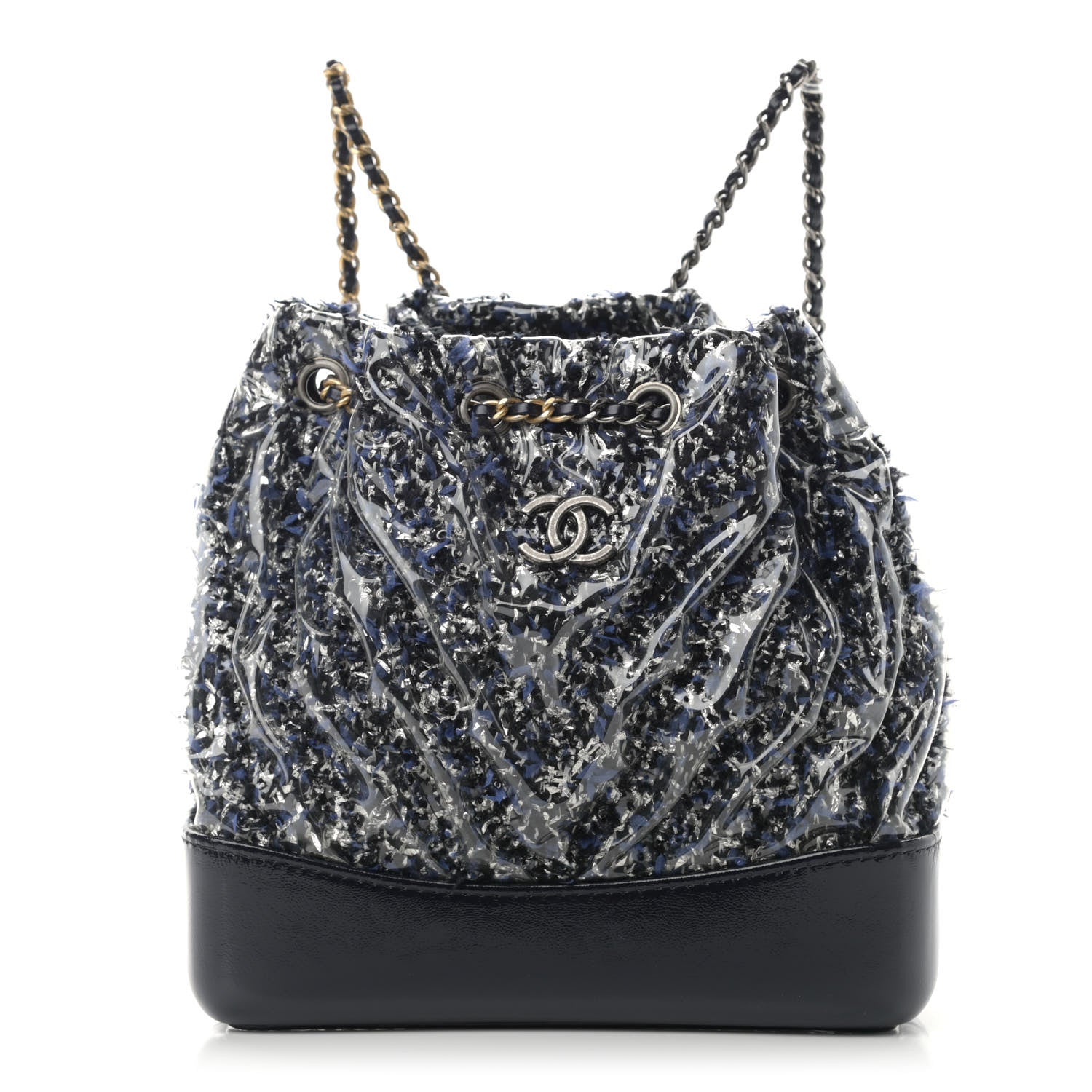 Chanel Tweed PVC Quilted Gabrielle Backpack Navy Black 1 of 11