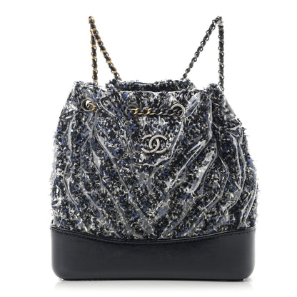 Chanel Tweed PVC Quilted Gabrielle Backpack Navy Black 1 of 11