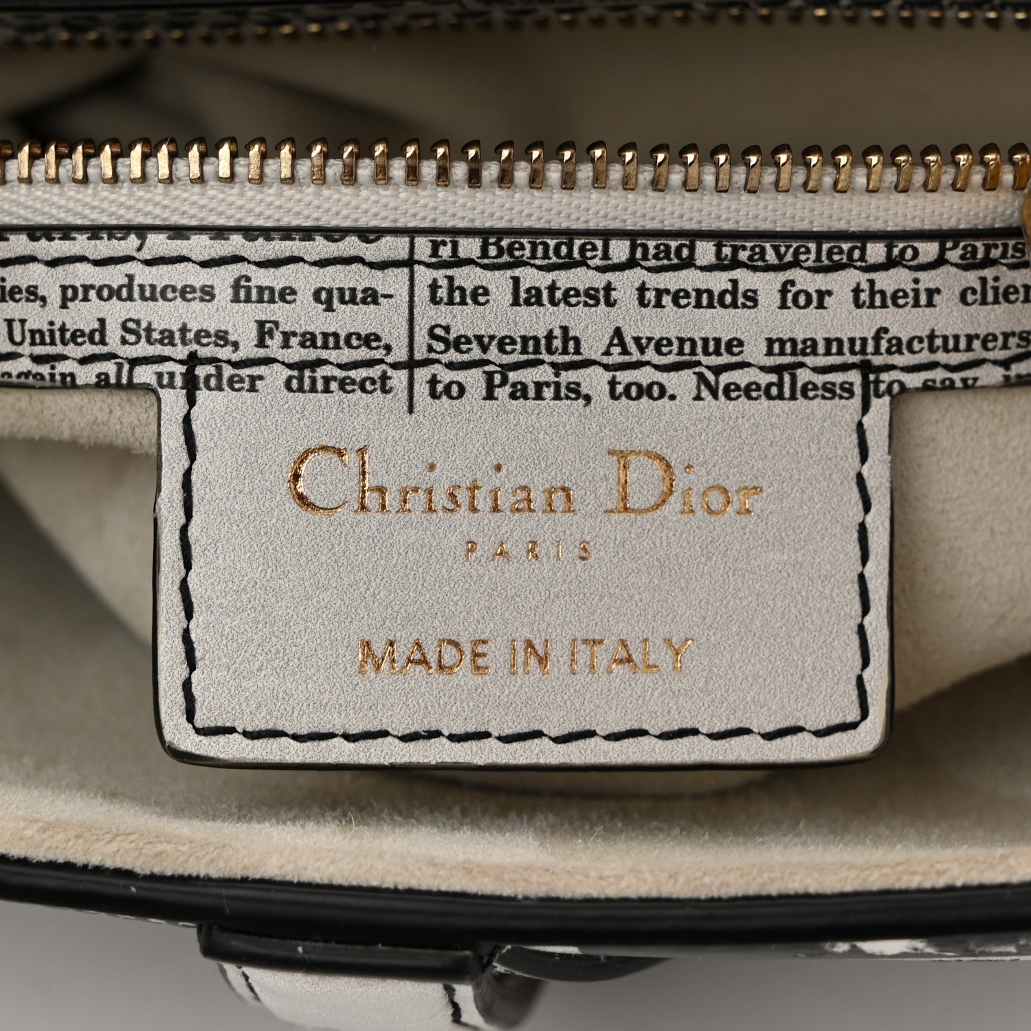 Christian Dior Calfskin Newspaper Printed Saddle Bag With Strap Black White 6 of 10