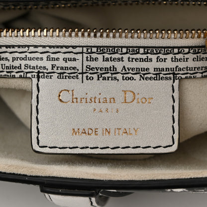 Christian Dior Calfskin Newspaper Printed Saddle Bag With Strap Black White 6 of 10