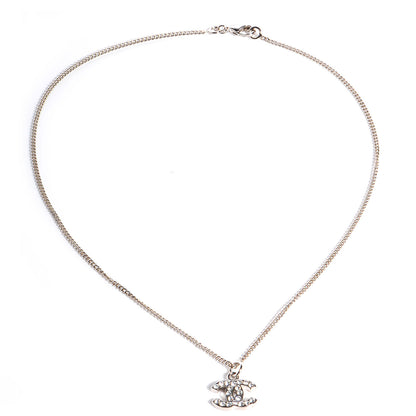 Chanel Crystal Timeless CC Necklace Silver 3 of 5