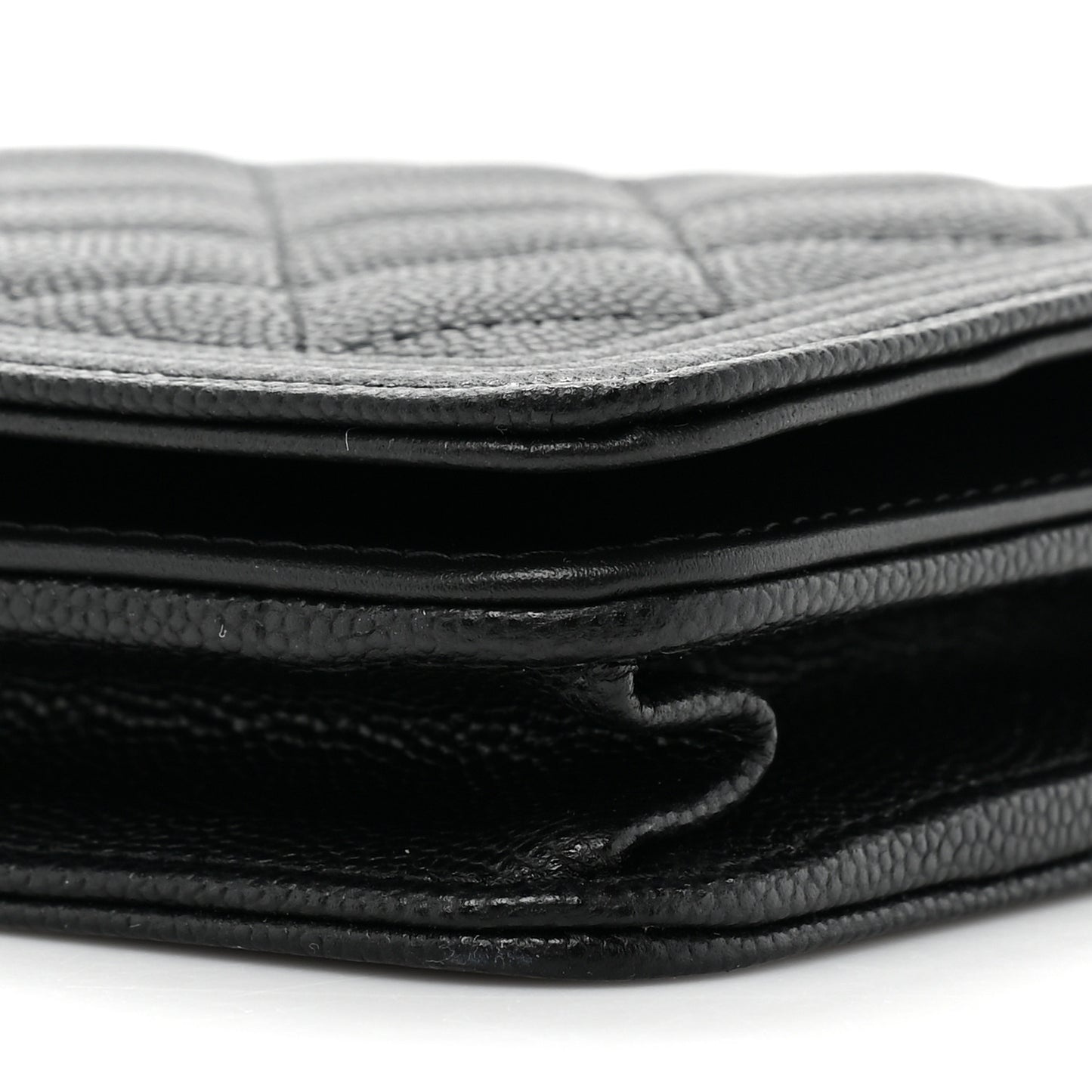 Caviar Quilted Boy Wallet On Chain WOC Black