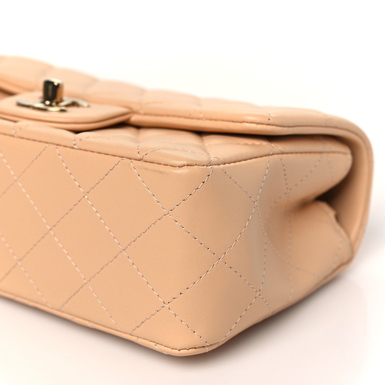 Chanel Lambskin Quilted Mini Rectangular Flap Beige 11 of 12