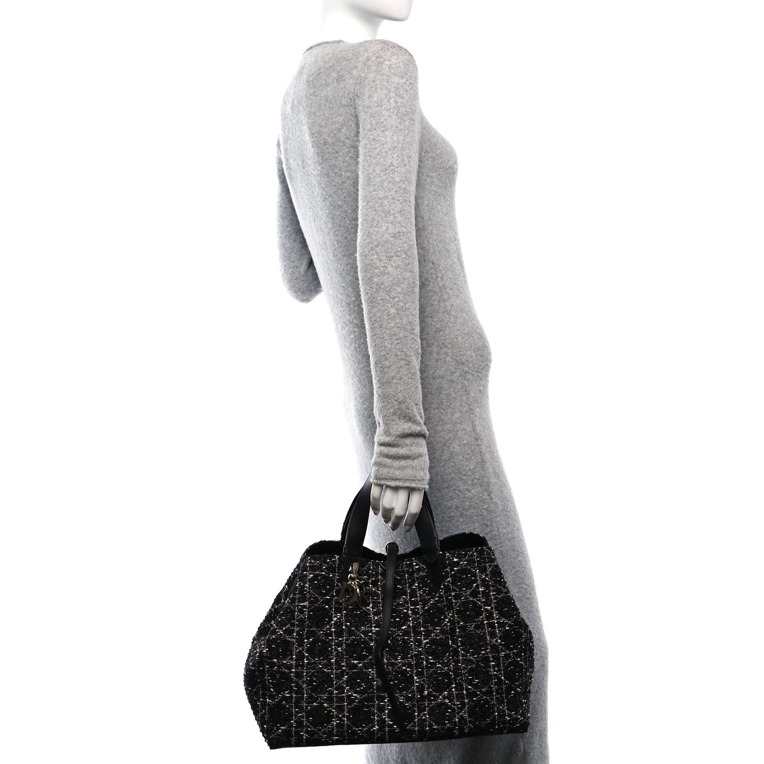 Christian Dior Tweed Cannage Large Toujours Black White 2 of 15
