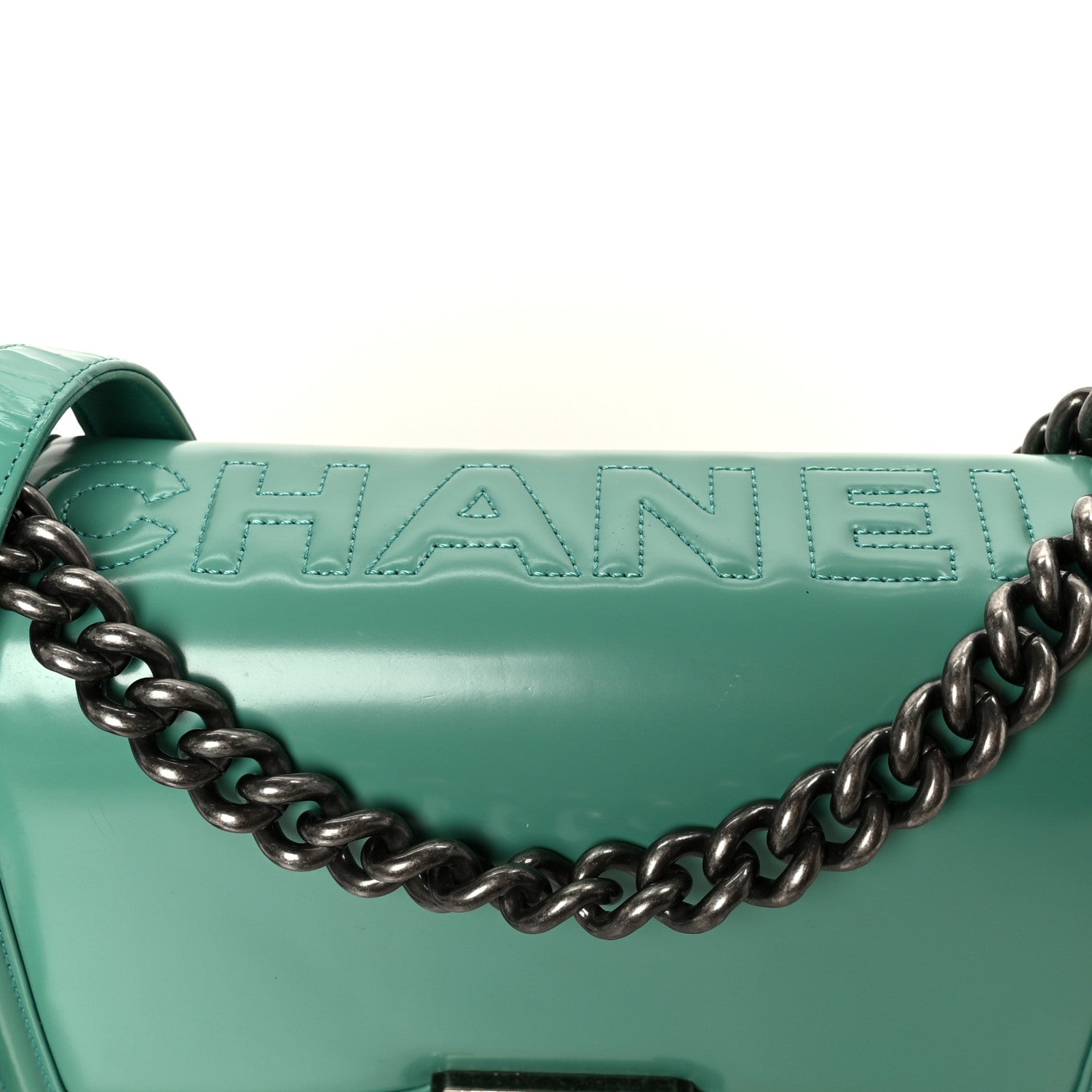 Chanel Glazed Calfskin Medium Boy Flap Green 9 of 13
