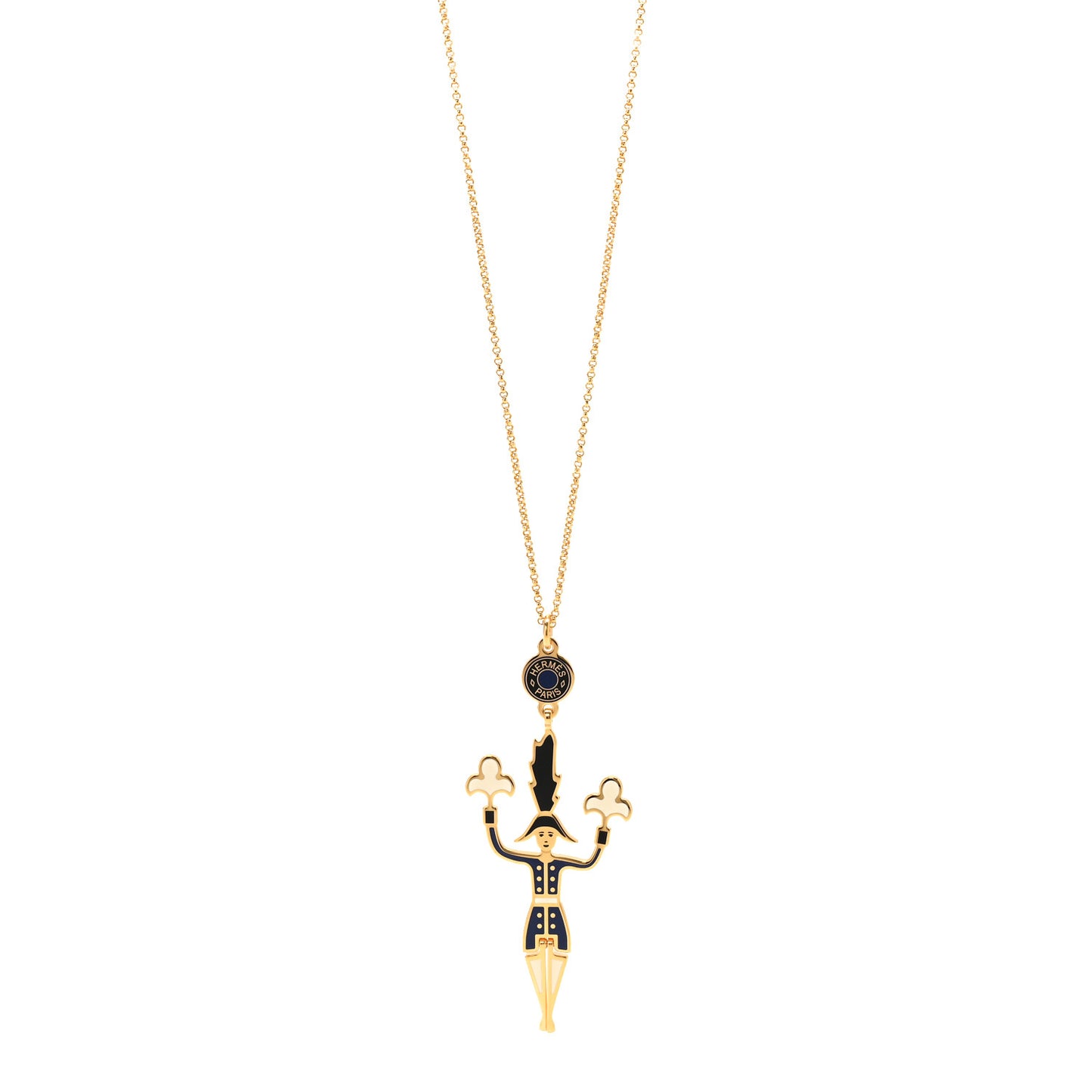 Metal Enamel Artificier Pendant Necklace Orfevre