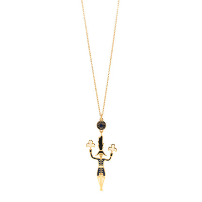 Hermes Metal Enamel Artificier Pendant Necklace Orfevre 1 of 8