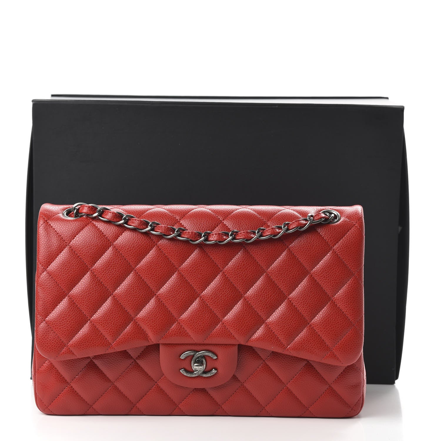 Chanel Caviar Quilted Jumbo Double Flap Red 10 of 10