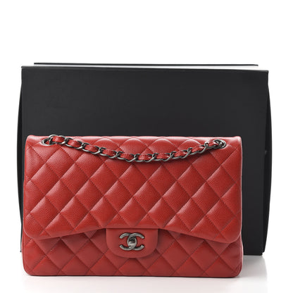Chanel Caviar Quilted Jumbo Double Flap Red 10 of 10