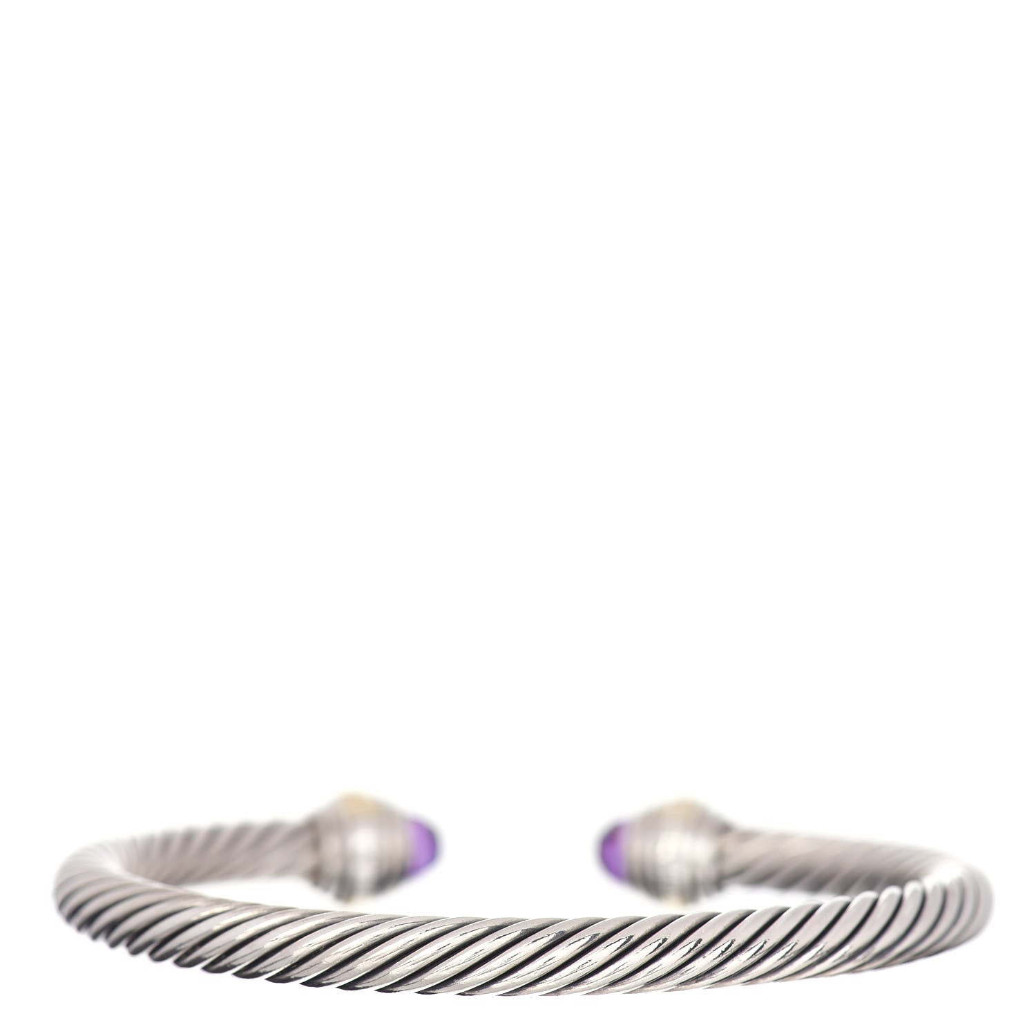 David Yurman Sterling Silver 14K Yellow Gold Amethyst 5mm Cable Classics Bracelet 3 of 4